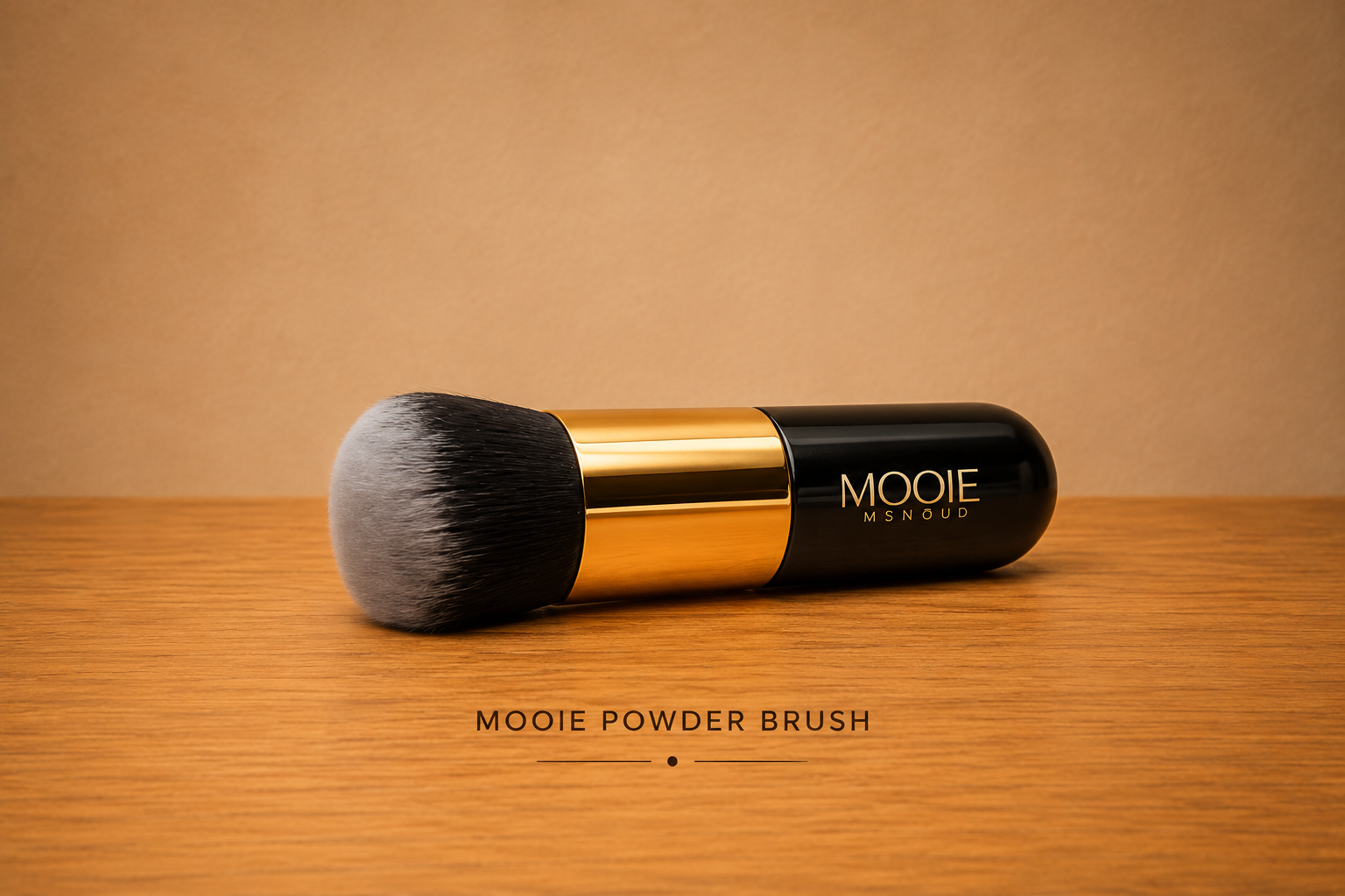 Mooie powder brush on wooden surface