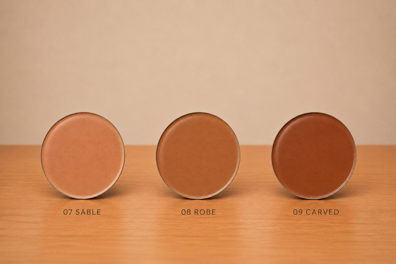 Three foundation shades Sable, Robe and Carved
