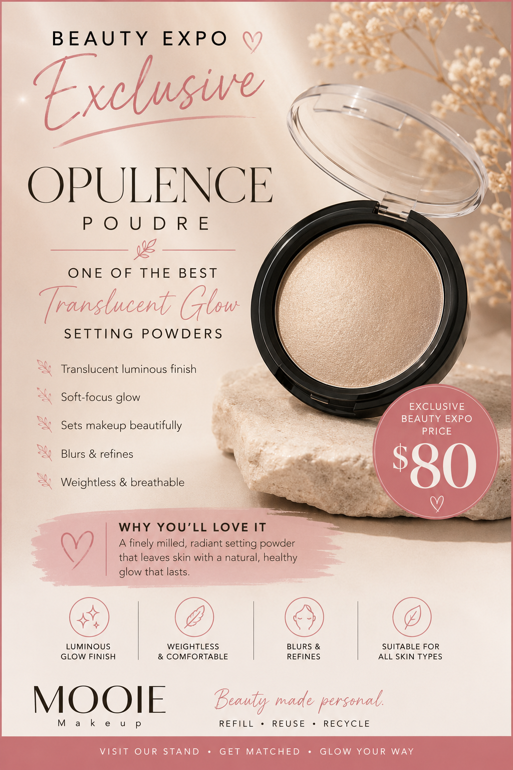 Opulence translucent glow setting powder compact display